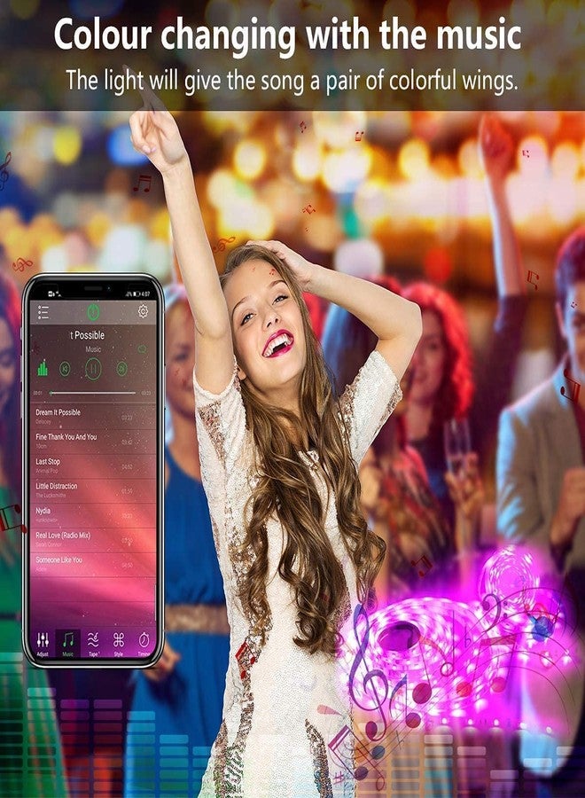 الجستو شريط إضاءة RGB من جيستو بطول 10 أمتار للغرف مع محول - إضاءة RGB متزامنة مع الموسيقى، متوافقة مع أليكسا وجوجل وتطبيقات التشغيل عن بُعد - 600 مصباح LED ذكي مقاوم للماء - إضاءة متعددة الألوان للمنزل وغرفة النوم والكمبيوتر - Image 3